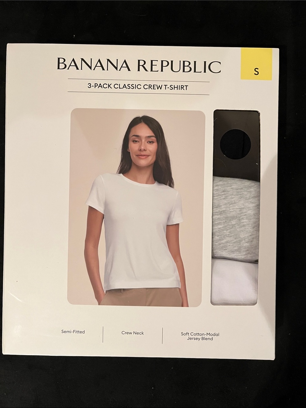 Banana Republic Women’s White & Heather Gray Crew Neck Tee 3-Pack